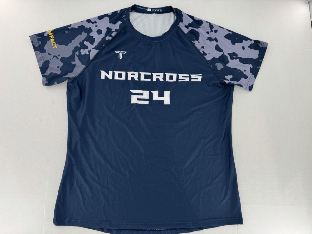 Takedown Norcross #24 Lacrosse Jersey Men’s L Gray Camo Performance Shirt